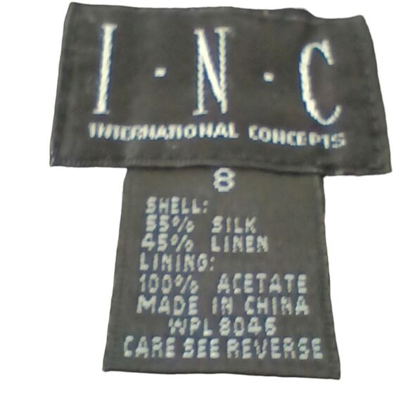 INC Silk & Linen Classic Black Straight-Leg Dress Pants Career Trousers Size 8 - Picture 6 of 6